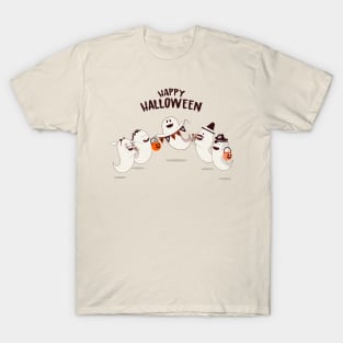 Happy Ghost Family Cartoon T-Shirt